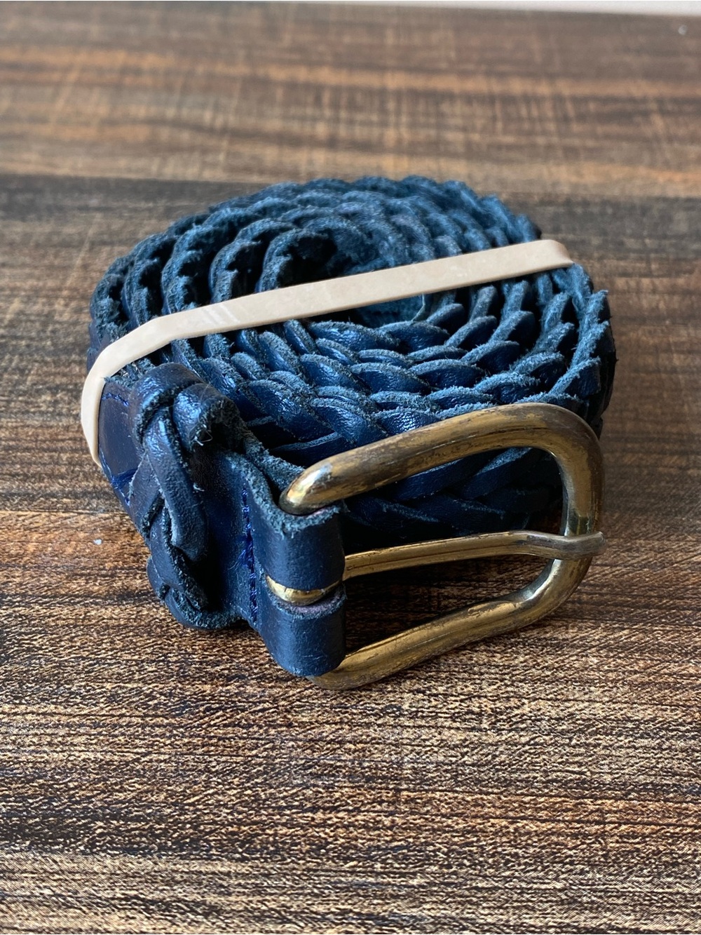 Vintage Woven Leather Belt, 28”